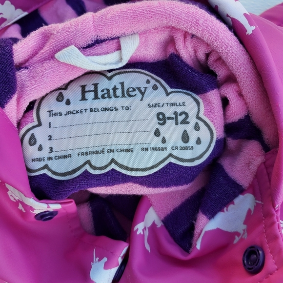 NWOT Hatley Color Changing Raincoat Pink|White Unicorn Baby Girls 9-12 Month - Picture 3 of 4